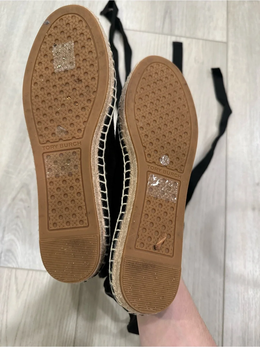 Tory Burch Black Espadrille Ballet Flats with Trim